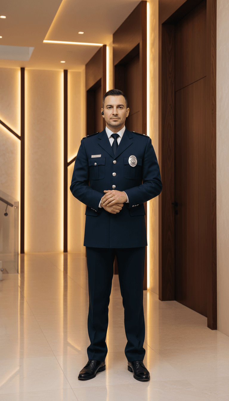 Sicherheitsfachkraft in professioneller Uniform