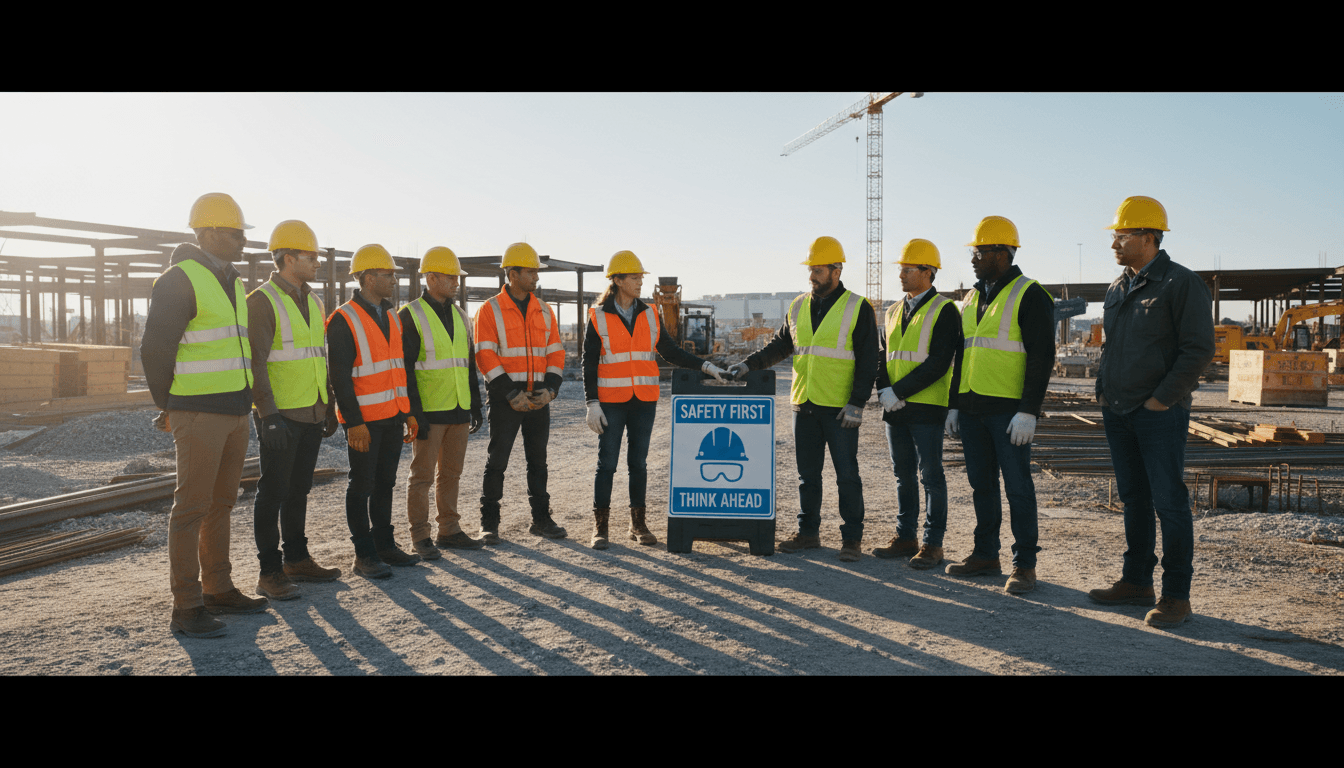 Baustelle mit hohen Sicherheitsstandards und professioneller Ausstattung